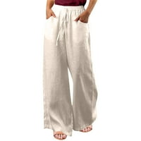 Drokolifer široke noge joga hlače za žene labavo comfy pamučne pamučne patve s džepovima visoki struk