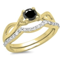 DazzlingRock kolekcija 0. CARAT 14K Black & White Diamond Bridal Angažman prsten CT, žuto zlato, veličine