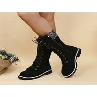Dame lagane modne zimske cipele Chunky potpetice čizme šetnja bočnim zimom crna 4,5