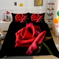 Poklopac prekrivača Kućni tekstil Posteljina ruža Posteljina Cvjetna slika Modni komplet za zaštitu