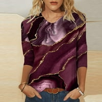 Majice rukav za žene Dressy Casual Ljetni bluze Crewneck cvjetni tiskani slatki vrhovi labavi fit pulover