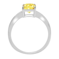 1. CT sjajan zračenje sintetički žuti moissinite 14k bijeli zlatni pasijans prsten sz 6.5