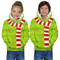 Smiješan božićni džemper za dječake i djevojke, 3D hoodie-cosplay noseći šal uzorak