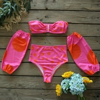 Meloriaswim Pink Polka Off-ramena High Squik bikini za žene