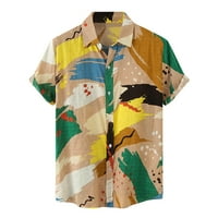 B91XZ platnene majice za muškarce muško ljetno casual top majica Havaii Print majica Kratki rukavi Okrenite