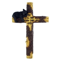 Pine greben veličanstveni 16 Crni medvjedi zidni križ - lijepo ručno oslikan i izrađen pollerin za bogobojne