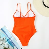 Ženski kupaći kupaći kostimi duboki V izrez Solid Coleits Criss Cross Ruched Tummy Courpingwimw Courwimwer