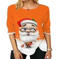 Rejlun Dame Tee Santa Claus Print T Majica Nepravilna majica za majicu Odjeća Tunička bluza Merry Božić