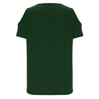 Vrhovi za žene rade zeleni V-izrez sa pulover na ramenu pulover pune udobne labave bluze
