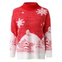 Sueteres para mujeres ženski božićni tisak džemper s visokim vratom duge rukave dukseve žene