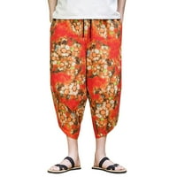 Muške hlače muške proljetne ljetne cvjetne pamučne pantalone labave ispisane pune pantalone za tisak