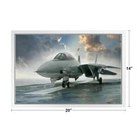 F Tomcat Supersonic Twin Fighter Jet Photo Photo Photo Photo Frat White Wood Fraimed Poster 20x14