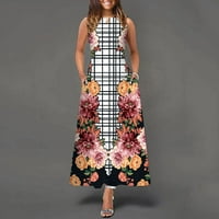 Ljeto plus Veličina haljina za žene Ležerne prilike tiskane, okrugli dekolte bez rukava bez rukava A-line