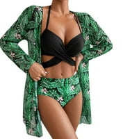 B91XZ kupaći odijela za žene kupaći kupaći komionici s plažom uz pokrov vrata V VOŽNJE ODOBOR Trodijelni kupaći kostimi Monokini Green, L