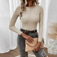 TOQOT Fall džemperi za žene - modni pleteni dugi rukav kornjač ženske pnevene zbojene bijele veličine