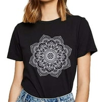 Yoga boho mandala majica Bohemian majice Ljeto kratki rukav Tee casual ženske vrhove poklon crni veliki