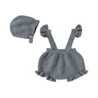 Calsunbaby novorođenčad djevojčice suspenzice sa šeširom s kapute podesive kaiševe pletenim rukavima
