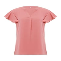 Ljetne vrhove Šifonske košulje Casual Ruffle rukave Top V izrez Tun Spremnik Tors TEE bluza za žene