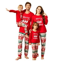 MUBINEO Porodica koja odgovara pidžami Božićni tisak dugih rukava i rastezanje ležerne hlače za spavanje