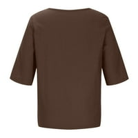 Manxivoo Womens T majice Ljeto Ženski pola rukava V Vredni gumb Cvjetni fit tiskani TOP T košulje Casual Posteljine majice za ženske kafe
