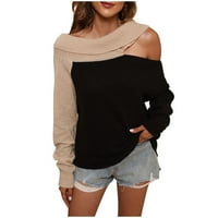 GUZOM džemper za žene na prodaju - Patchwork hladni džemperi za rame za žene Trendi vrhovi novi dolasci crne veličine 4