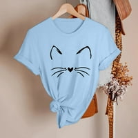 Ženska proljetna ljetna crtana mačka majica s kratkim rukavima, majica s kratkim rukavima TOP jednostavna