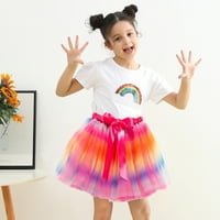 Toddler Baby Girl Suknja Dečji devojčice Slatka zabavna ples Kostim Splice Rainbow Net Neto prediva