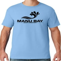 Mens Manu Bay Surf Company Crna logo majica, 2xl svijetloplava plava