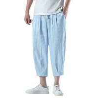 Pamutna pamučna posteljina za muškarce lagane hlače sa čvrstim širokim nogama casual bagergy comfy pantalone