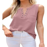 Sanviglor Women T majica bez rukava na vrhu V izrez Ljeto Top Boho Camisole za odmor Pink m