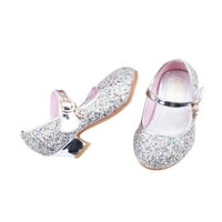 Prednji devojka princezo za cipele sa sandalama za čarobnjaštvo čarobne trake Mary Jane Vjenčana lagana ples sandala djeca Chunky haljina cipele srebrna 13c