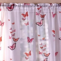 Lorraine Home Fashions 06042-84 - Ružičasti leptiri prilagođeni prozorske zavjese, ružičasta, 54 84
