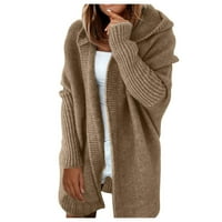 Dugi džemperi Kardigan za žene Ženski zimski džemper Cardigan Solid Boolos kapuljač otvoreni kaput za