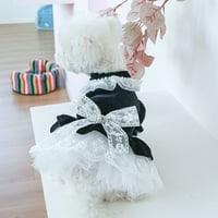 Operise kućni tulle haljina mekana udobna čipka za šivanje lažnog bisernog dekora kućnog ljubimca mačja bowknot haljina s bonom crna