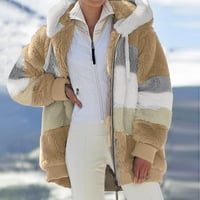 Strungten ženski modni spajanje zimski labavi plišani kaput sa dugim rukavima sa kapuljačom