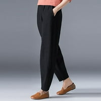 Puawkoer ženske prozračne pamučne pantalone pantne pantalone Labavi džep elastični struk hlače i dodaci