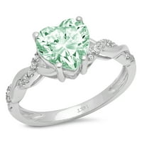 2.1ct srce rezan zeleni simulirani dijamant 14k bijeli zlatni angažman za angažiranje prstena 9.25