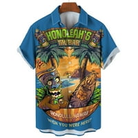 Nova havajska muška majica Modna majica gumba za muškarce Ljeto kratki rukav Polo otvor za odmor na