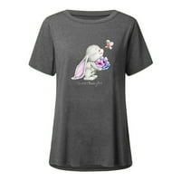 Ženske uskršnje zeko vrtove za gamaše, Dressy s kratkih rukava ljetne majice Plus size Crew Crt T majice