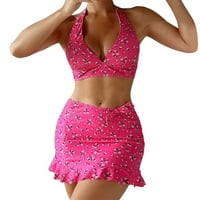 FSqjgq Womens Swimsuits Swim odijela Žene Bikini Teal kupa za kupanje za žene Bikini Set tiskane tri
