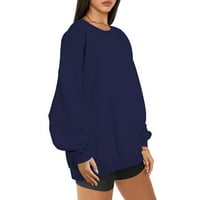 Inleife ženske pulovere, modni ženski dugih rukava Okrugli vrat labavi duks čvrsti bluza vrhovi
