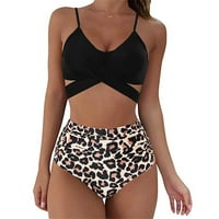 Žene Seksi Leopard Print Bikini set Push up kupaći kostim za kupanje visoki struk kupaći kostim