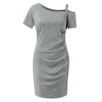 Ženska haljina haljina za žene Hladne ramena ljetna haljina kratka rukava tanka mini haljina sive m