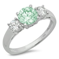 1.5ct okrugli rez zeleni simulirani dijamant 18k bijelo zlato graviranje godišnjice Angažovanje vjenčanja