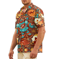 Fnyko Men & Boys Summer Havajske majice Crtani Cute Print Colorful Relapirano-fit casual majica s kratkim