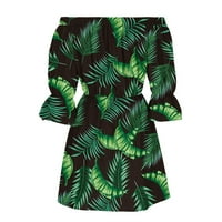 Haljine za ženski rukav mini kratki odmotana ljetna seksi plaža ženska ruffle zelena l