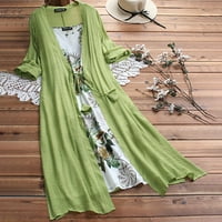 Homchy Womens Haljine Casual Vest o vrat izrez Labavi stil tiskana haljina zelena 4xl