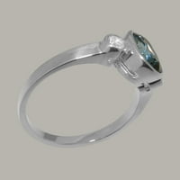 Britanci izrađeni sterling srebrni prirodni London Blue Topaz i kubični cirkonijski ženski prsten -