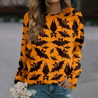 Halloween majice za žene Halloween Print dugih rukava Pulover Top bluza narančasta m