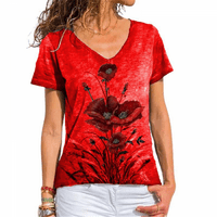 Labavi i udoban ženski modni casual kratkih rukava cvjetni tiskani grafički labav majica vrhovi ženskog
